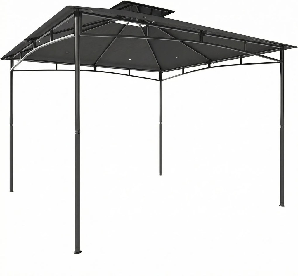 Outsunny Pavilhão 3x3 m Impermeável Estável Resistente ao Inverno Pavilhão de jardim com estrutura superior retrátil Teto duplo Cinza escuro | Aosom Portugal