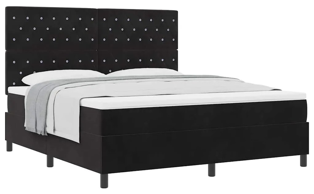 Cama Box com Colchão vidaXL Preto Super King Veludo