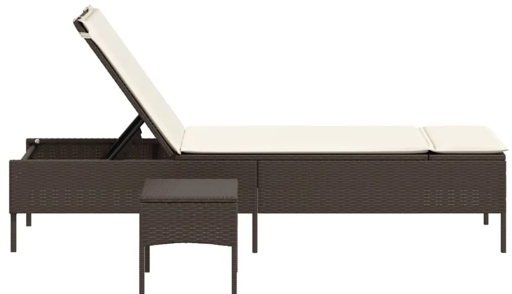 Espreguiçadeira com mesa e almofadão vime PE castanho