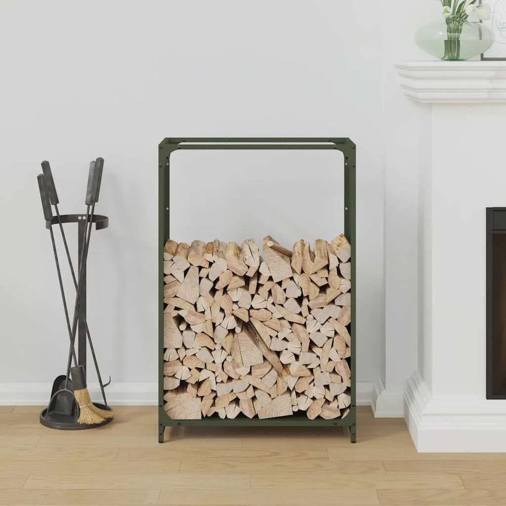 Suporte para lenha aço laminado a frio verde azeitona