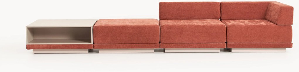 Sofá modular Colin (4 lugares) com mesa de centro e pufe