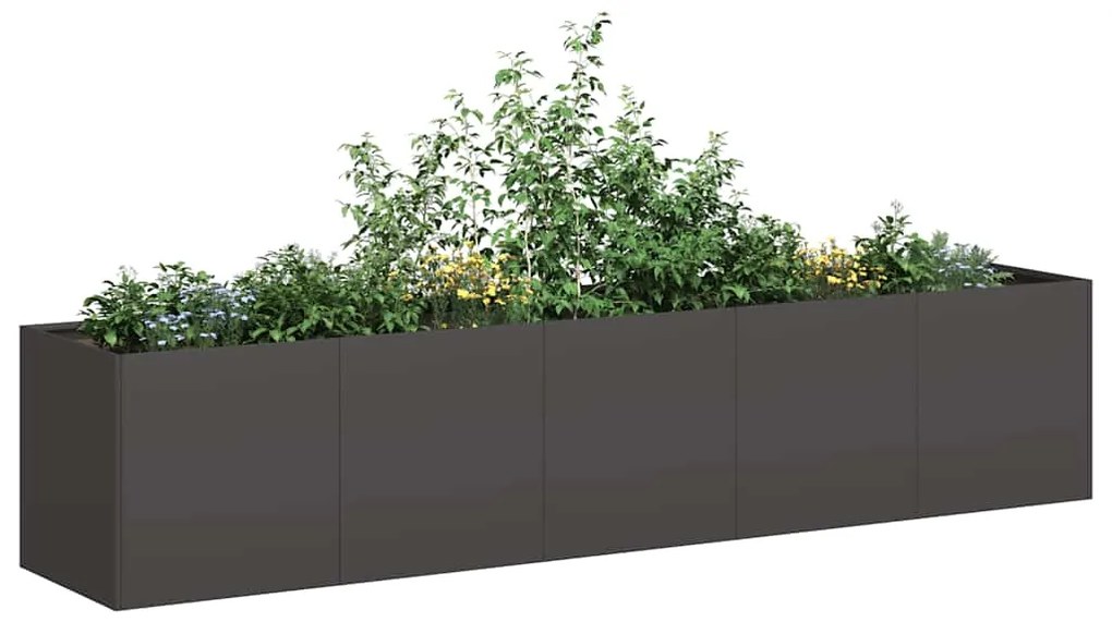 vidaXL Vaso Preto 200x40x40 cm Aço Laminado a Frio