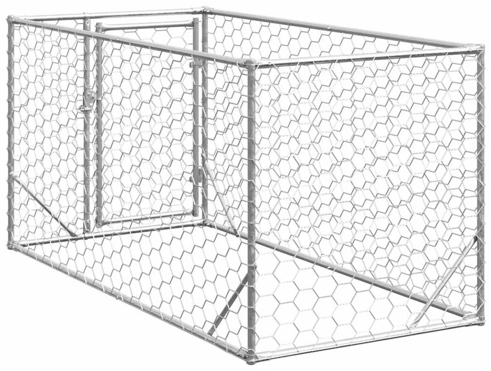 Canil exterior para cães com porta 2x1x1 m aço galvanizado