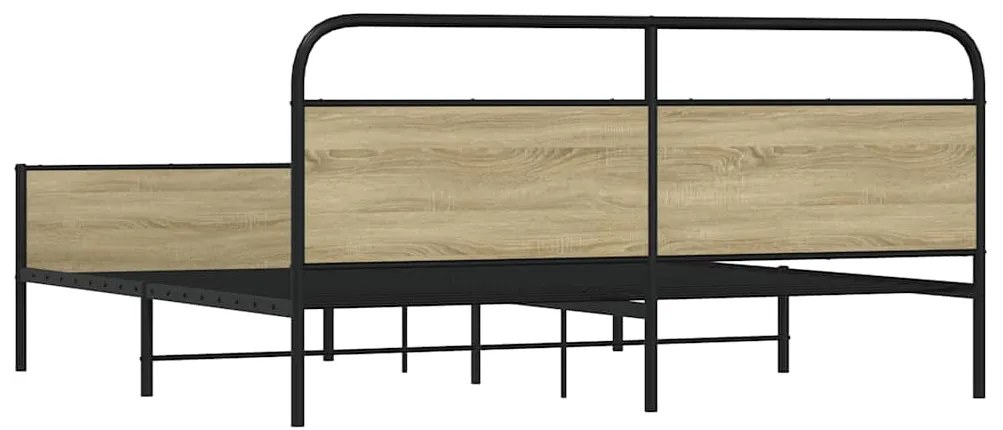 Estrutura de cama sem colchão 200x200cm metal carvalho sonoma