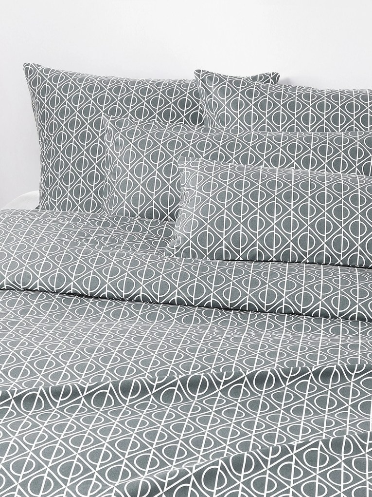 Capa de edredão em percal de algodão com padrão geométrico Jella