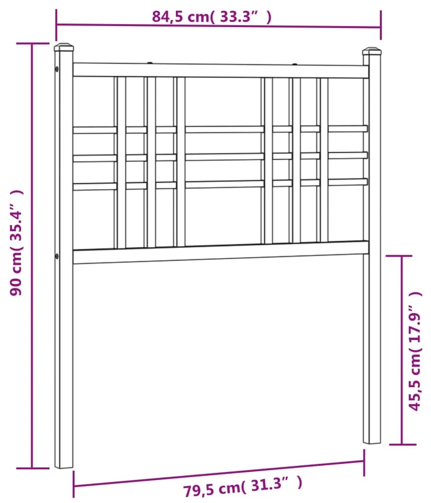 Cabeceira de cama 80 cm metal branco