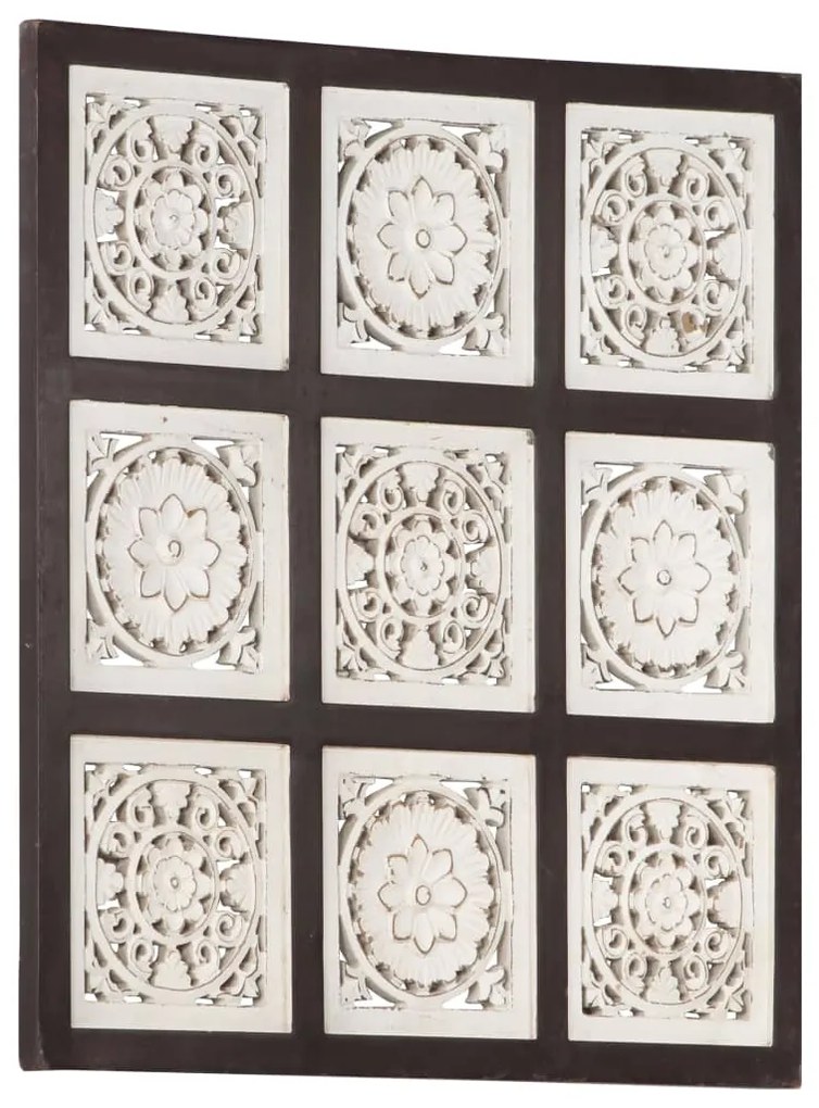 321654 vidaXL Painel parede esculpido à mão MDF 60x60x1,5 cm castanho/branco