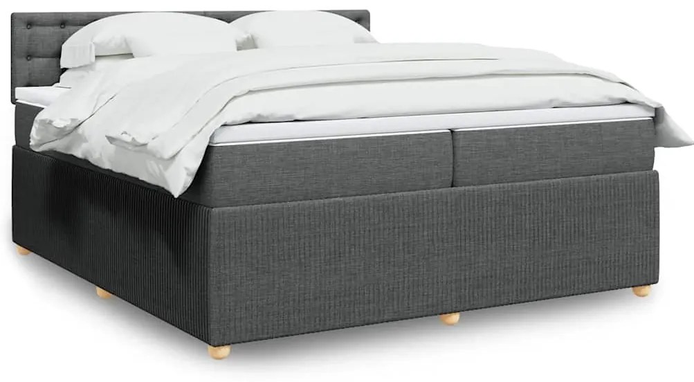 Cama com molas/colchão 200x200 cm tecido cinzento-escuro