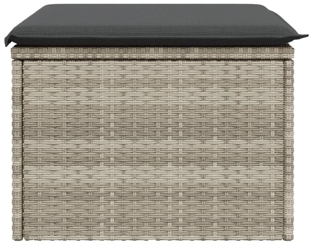 Banco de jardim com almofada 55x55x37 cm vime PE cinzento claro