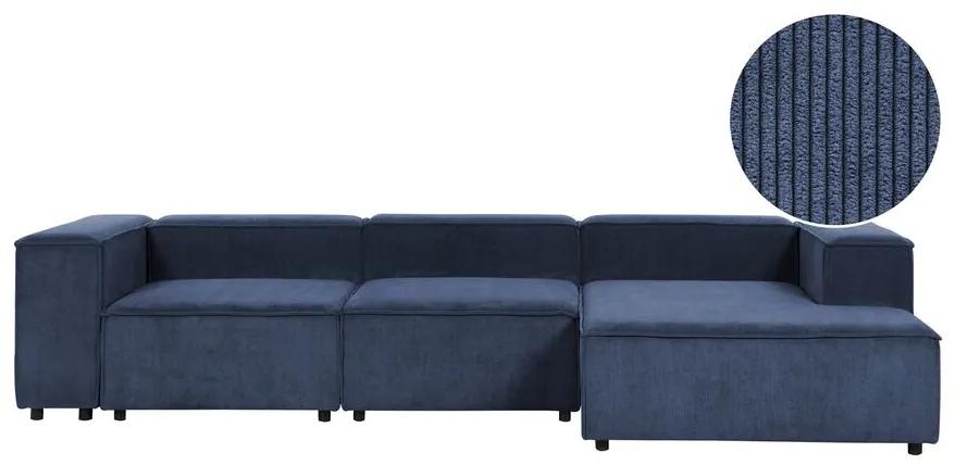 Sofá de canto modular 3 lugares em bombazine azul escuro à esquerda APRICA Beliani