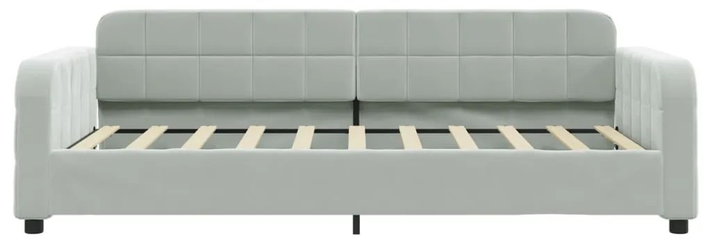 Sofá-cama com gavetão 90x190 cm veludo cinzento-claro