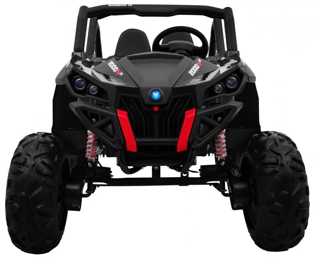 Carro elétrico para Crianças 2 Lugares Buggy SuperStar 2 x 12 V, 4x4 Com MP4, Rodas Espuma EVA, Assento couro ecológico Preto