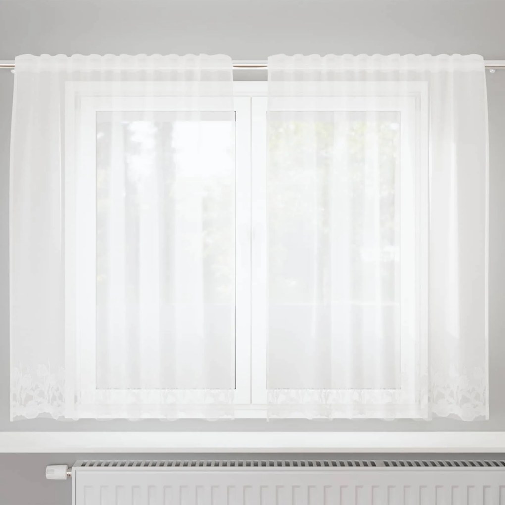 vidaXL Cortina de Renda com cortinas Branco 180 x 150 cm Poliéster