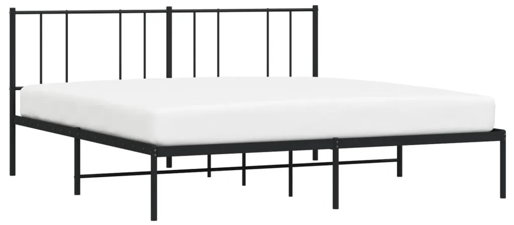 Estrutura de cama com cabeceira 200x200 cm metal preto