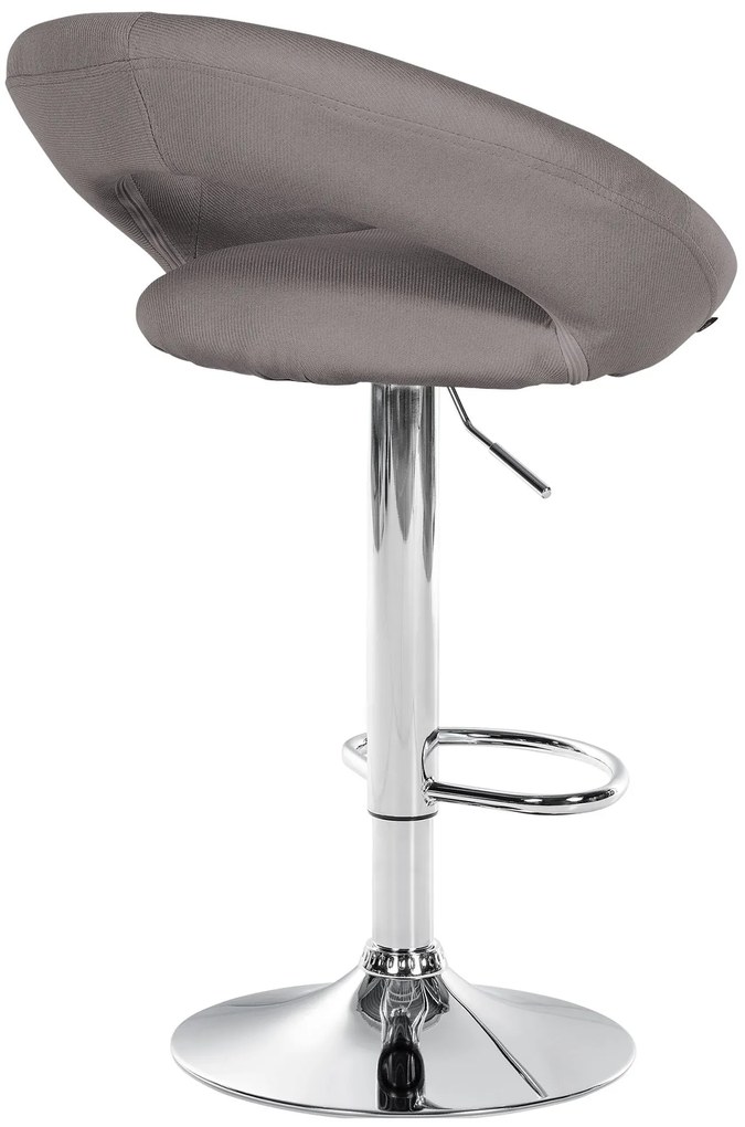 Conjunto de 2 bancos de bar Olinda em tecido e com estrutura cromada 52 x 77-97 x 47 cm Cinzento