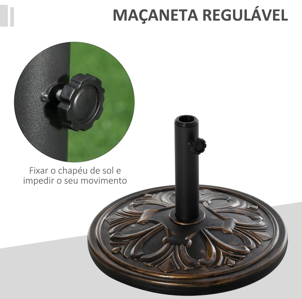 Base para Chapéu de Sol Peso 13 kg Base Chapéu de Sol Redondo de HDPE