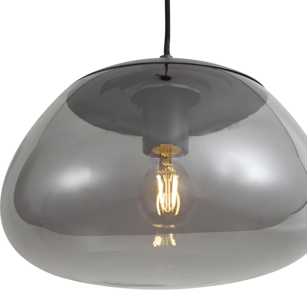 Candeeiro Suspenso Retro Metal Escuro com Vidro Fumê - Giselle