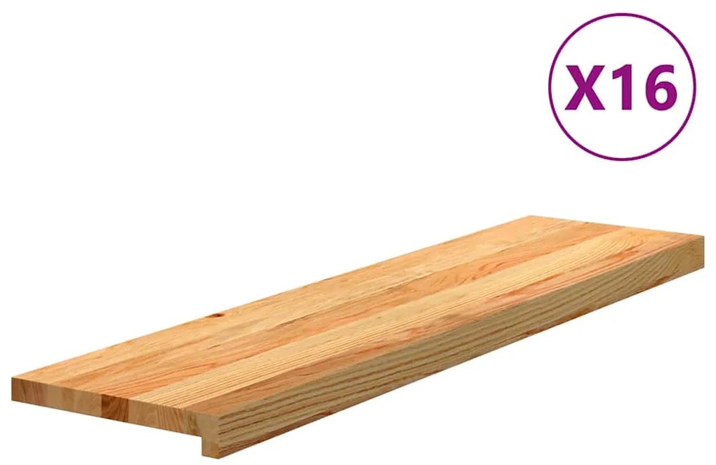 vidaXL Tapetes de escada 16 pcs 100x25x2 cm carvalho castanho-claro