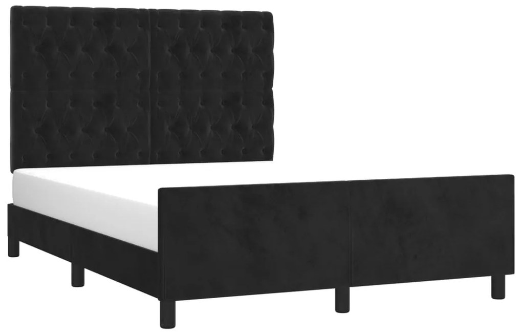 Estrutura de cama sem colchão 140x190 cm veludo preto