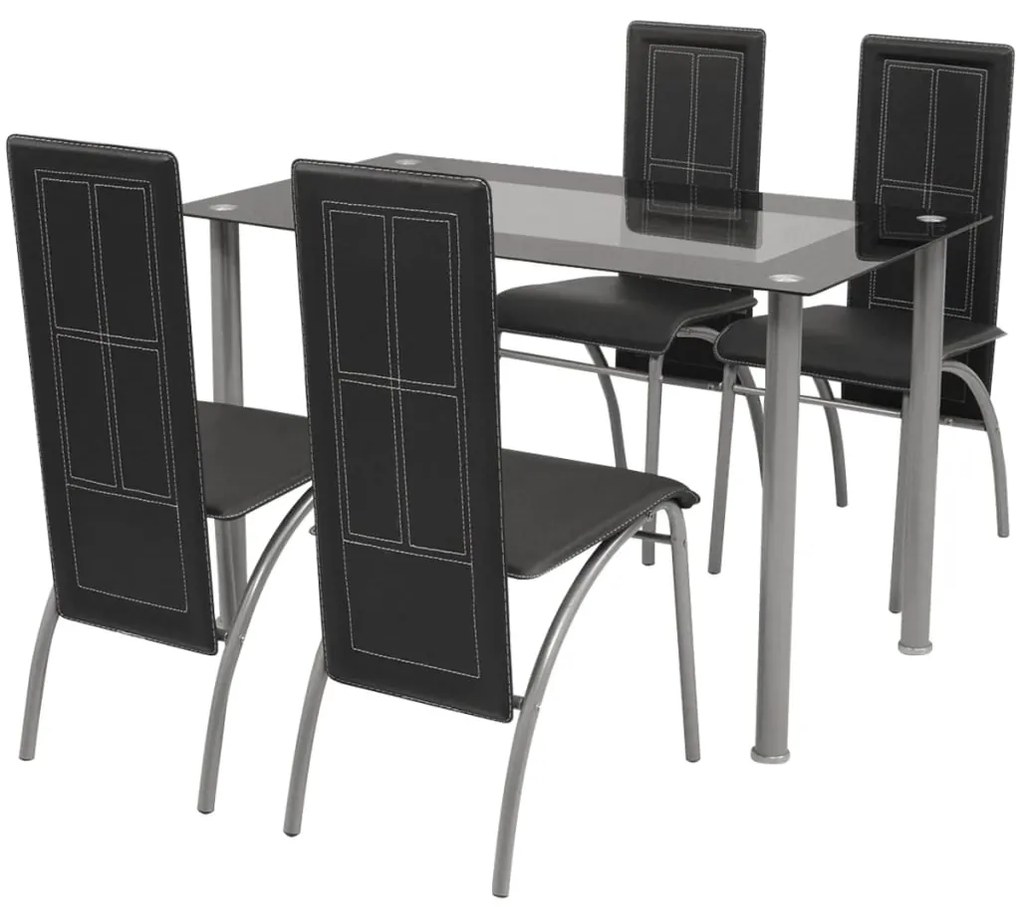 242912 vidaXL Conjunto jantar, 5 pcs, preto