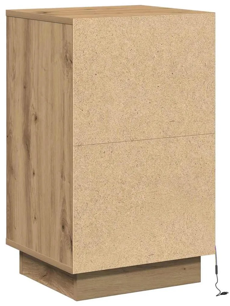 Armário de Cabeceira com LED Carvalho Artesanal 39 x 34.5 x 65 cm Made
