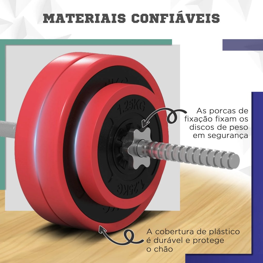 SPORTNOW Conjunto de Barra de Pesos 30 kg com Discos Conjunto de Muscu