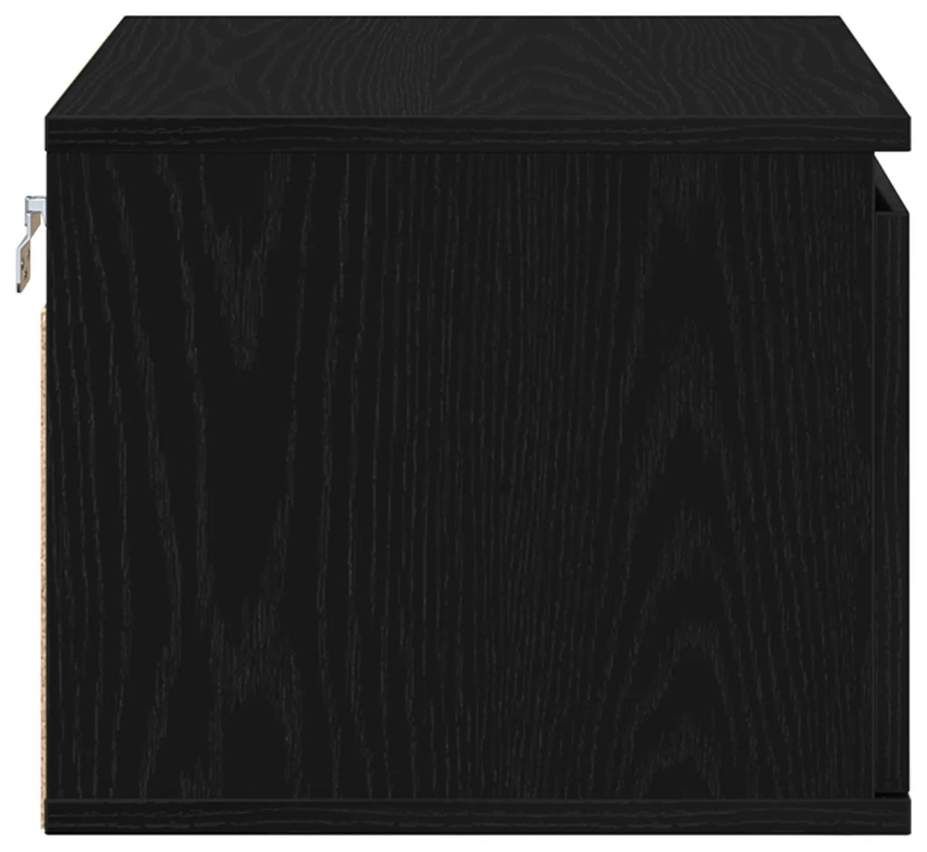 Criado-mudo vidaXL com LED montado na parede Carvalho Preto 50x36x30 c