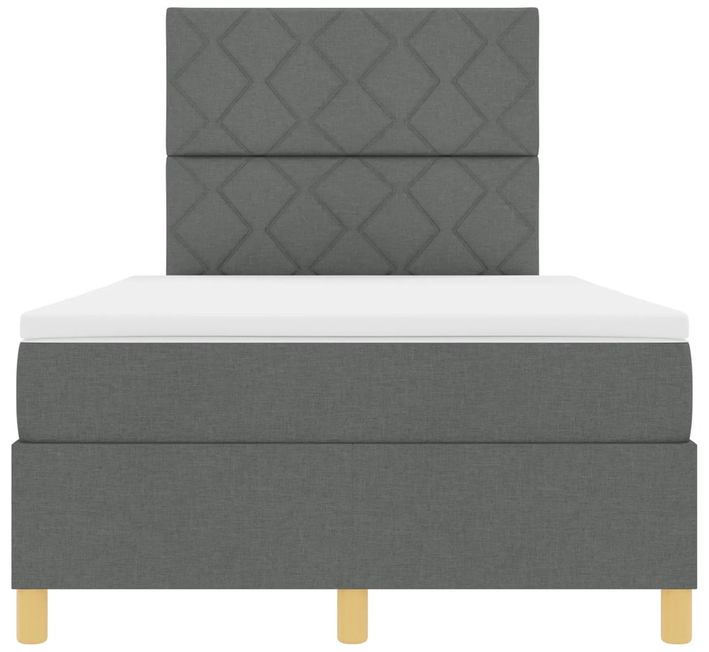 Cama Box Spring com Colchão Cinza Escuro 120x200 cm Tecido