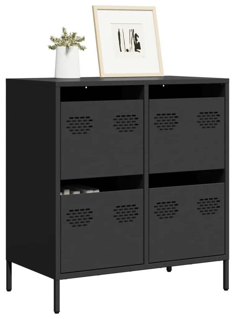 vidaXL Aparador 68x39x73,5 cm aço laminado a frio preto