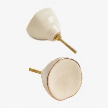 Pack De 2 Puxadores Em Cerâmica Joney Gardénia Branco - Sklum