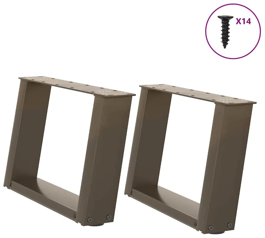 vidaXL Pés para mesa de centro em formato de U, 2 peças, aço natural, 40x(30-31) cm, aço