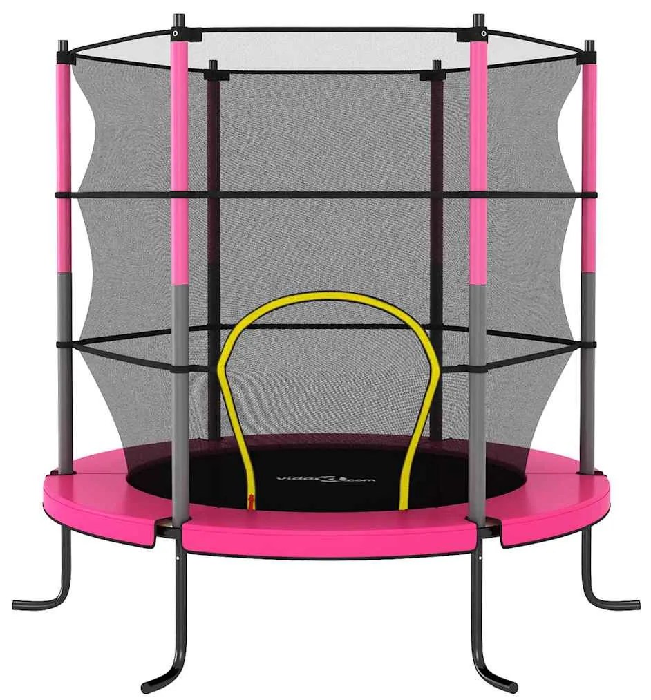 Trampolim com rede de segurança redondo 140x160 cm rosa
