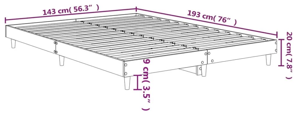 Estrutura de cama 140x190cm derivados madeira carvalho castanho