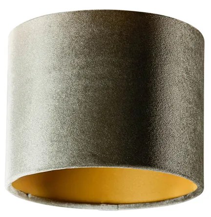 Abajur de Veludo Verde com Interior Dourado 18/18/14