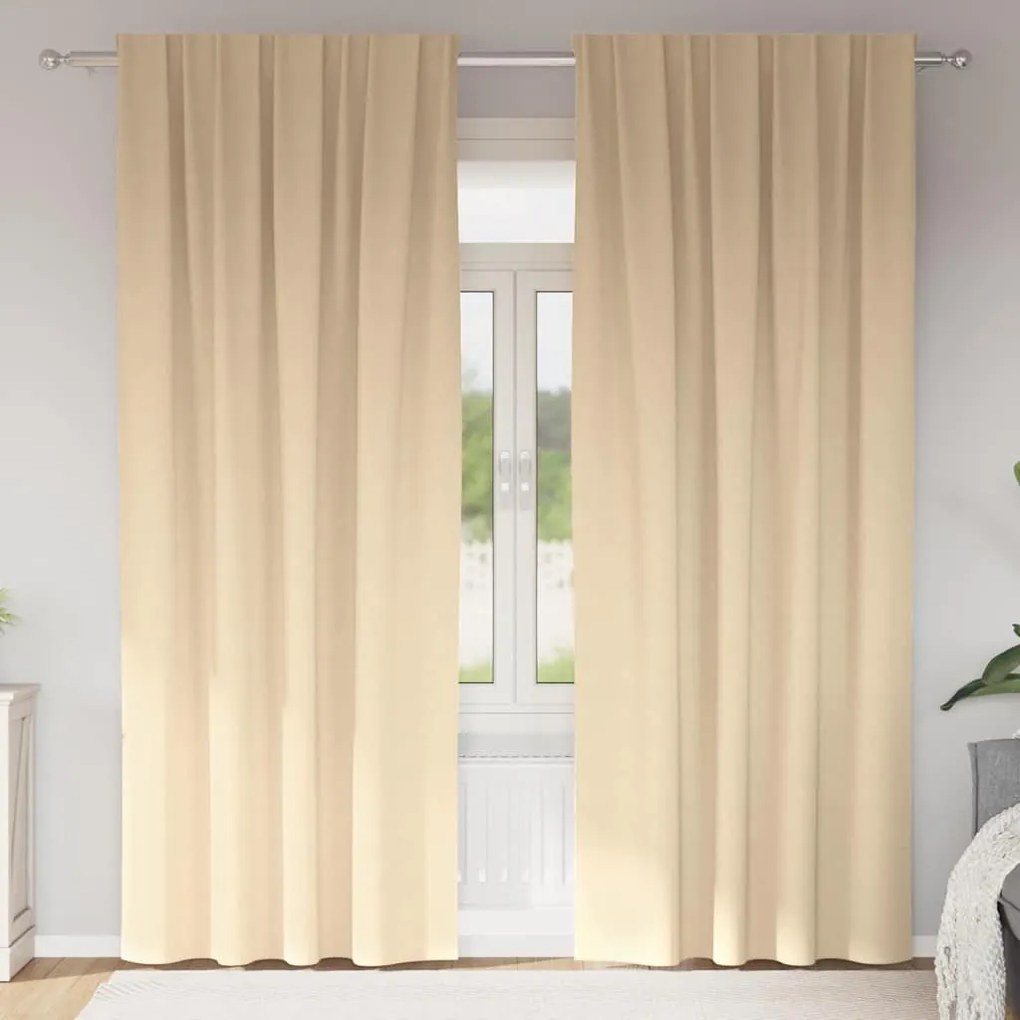 vidaXL Cortinas com cortinas 2 pcs Creme 225 x 140 cm Poliéster