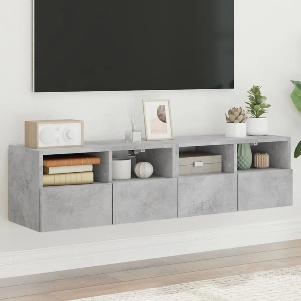 vidaXL Móveis parede TV 2pcs 60x30x30cm deriv. madeira cinza cimento