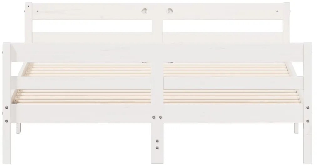 Cama sem colchão 140x200 cm madeira de pinho maciça branco