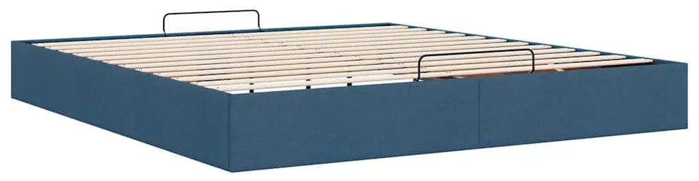 Estrutura de cama otomana sem colchão 200x200 cm tecido azul