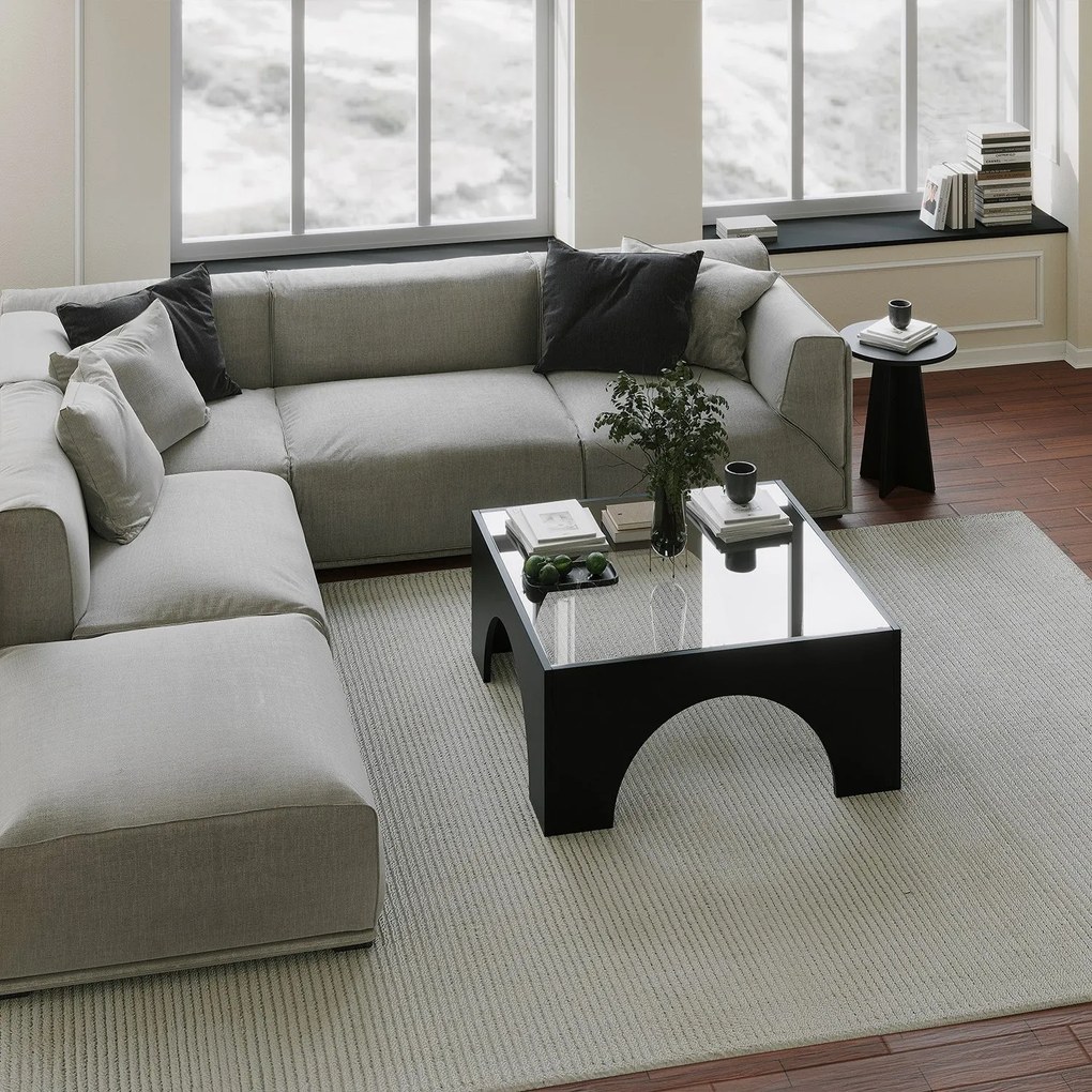 Mesa de Centro Seine – Preto Transparente – 80x35x80 cm