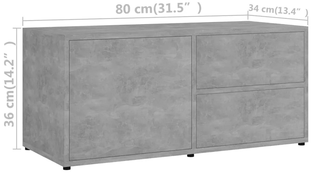 Móvel de TV 80x34x36 cm derivados de madeira cinzento cimento
