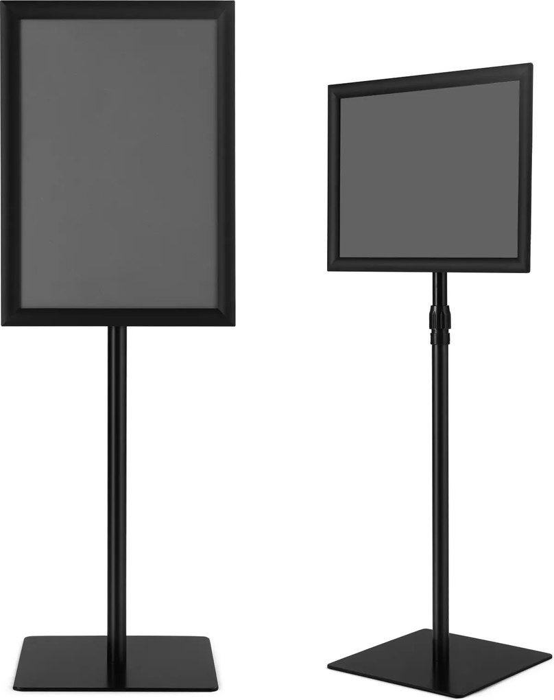 (REVISÃO) Conjunto de 2 Suportes para Cartazes A3, 45 x 32,5 x 78-130 cm, Altura Ajustável, Preto