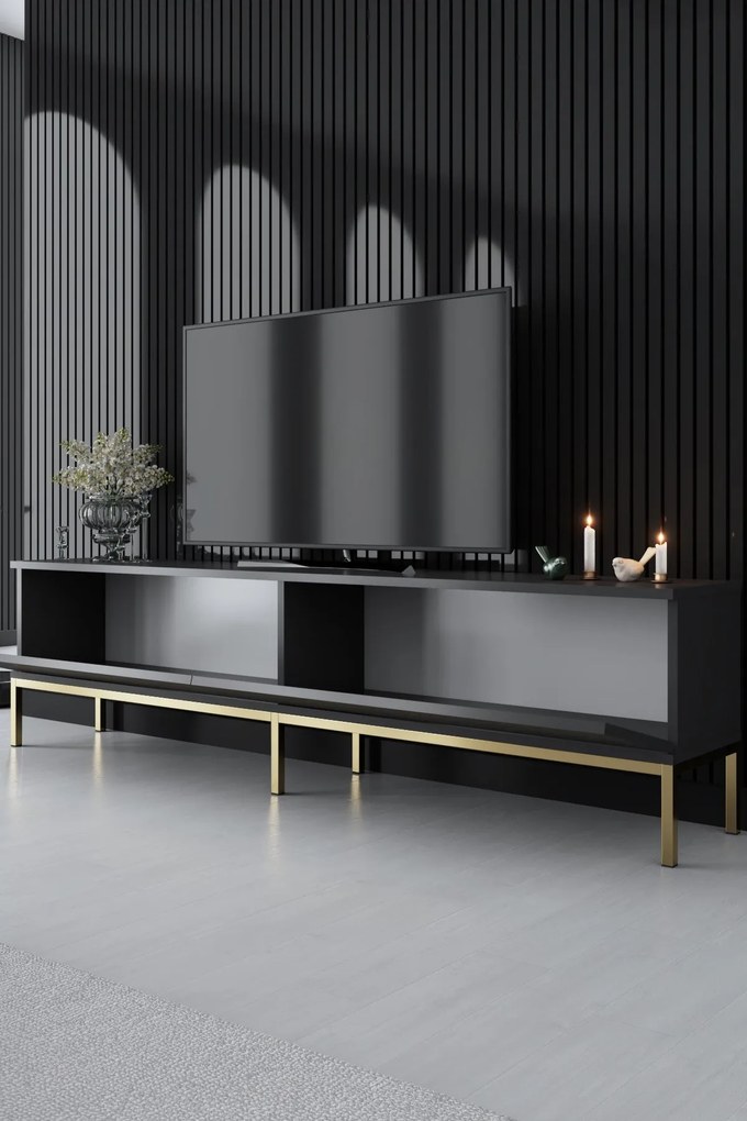 Suporte de TV Lord – Antracite e Dourado – 180 x 47 x 30 cm