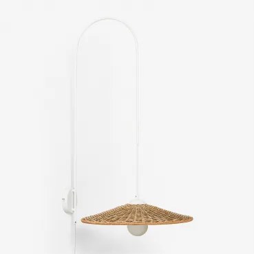 Luminária De Parede Externa Sopant Feita De Ferro E Rattan Sintético Branco & ↑100 Cm - Sklum