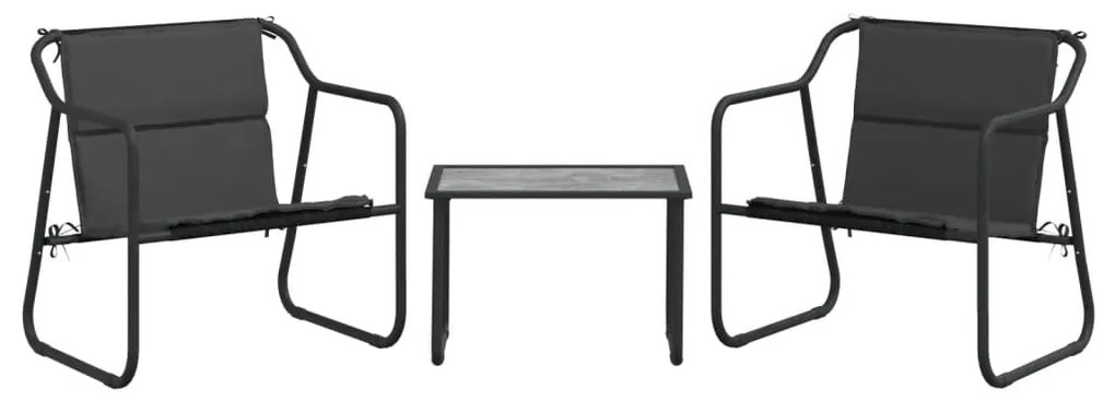 3 pcs conjunto lounge de jardim com almofadões aço antracite