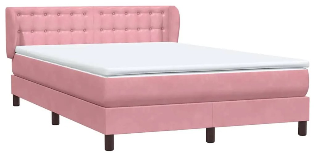 Cama com molas/colchão 140x210 cm veludo Rosa