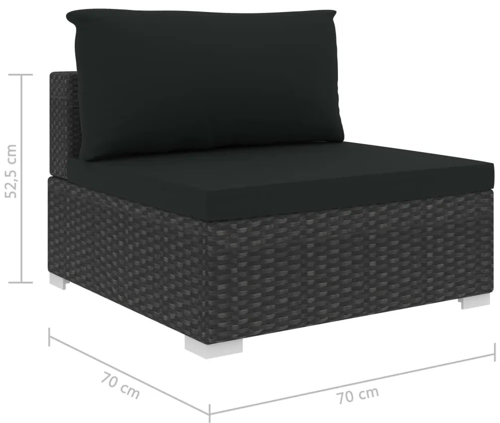 8 pcs conjunto lounge de jardim c/ almofadões vime PE preto