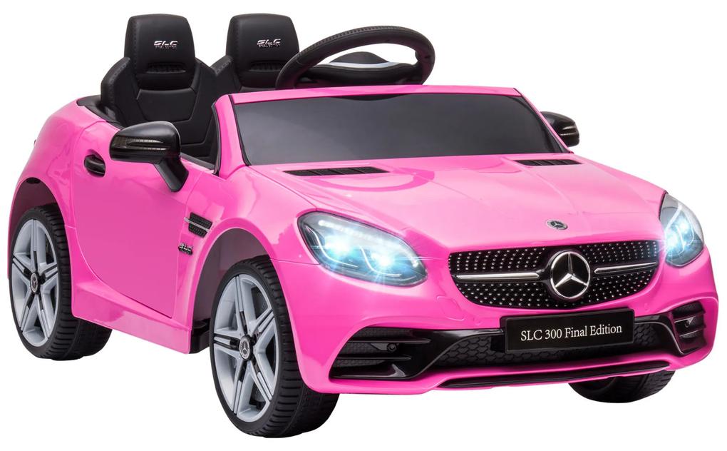 AIYAPLAY Carro Elétrico Mercedes SLC 300 12V para Crianças de 3-6 Anos com Controlo Remoto Faróis LED Buzina Música TF USB e Abertura da Porta 3-5km/h 107x62,5x44cm Rosa