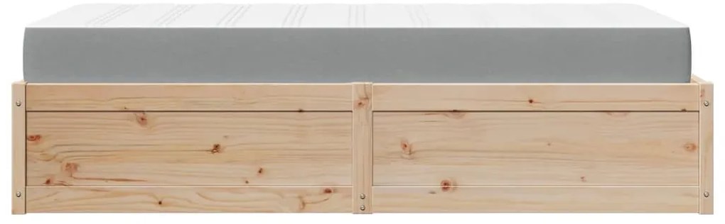 Cama com colchão 100x200 cm madeira de pinho maciça