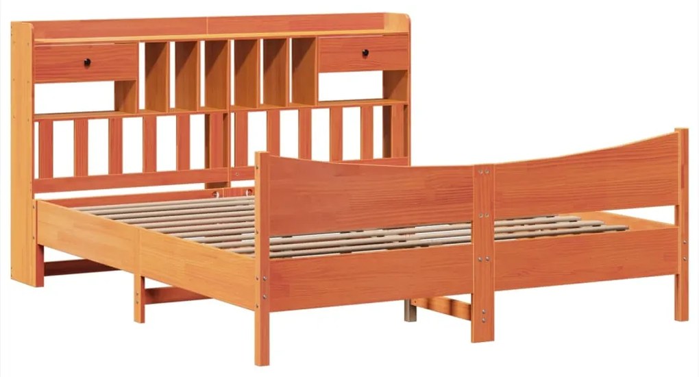 Cama sem colchão 200x200 cm pinho maciço castanho-mel