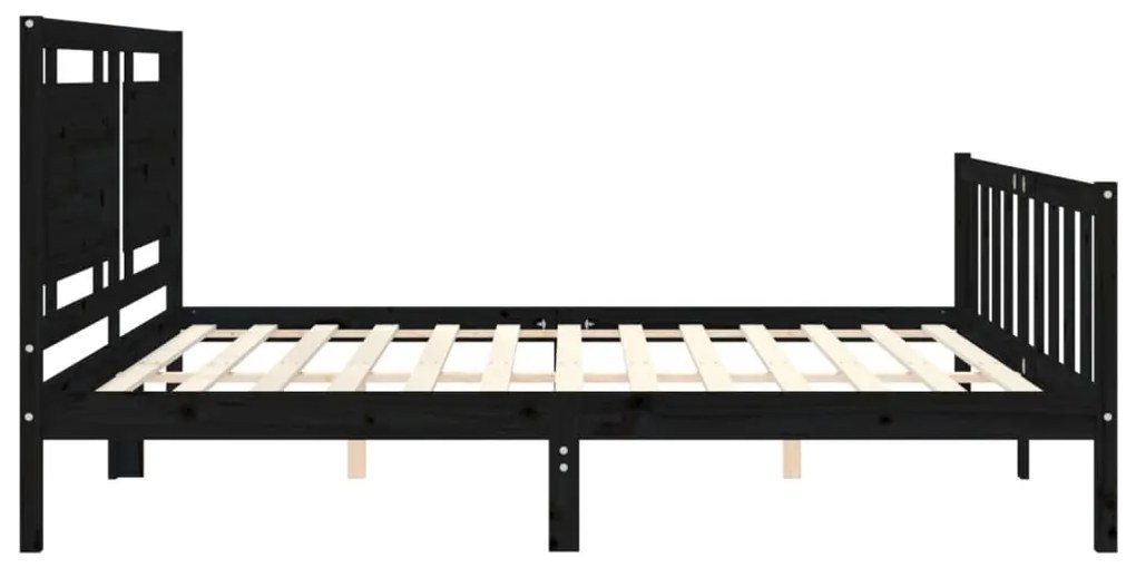 Estrutura de cama com cabeceira 200x200 cm madeira maciça preto
